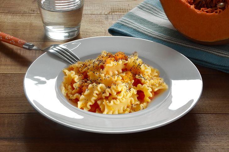 Pasta con zucca e lardo