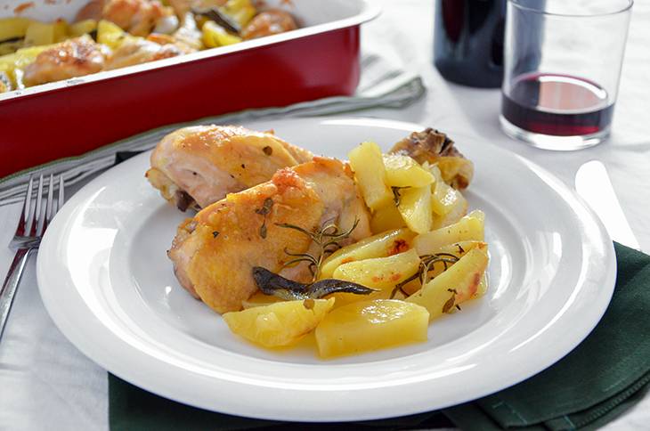 Pollo al forno con patate