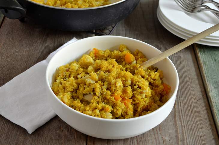 Quinoa con zucca, funghi e cavolfiore