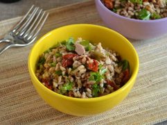 Farro con pomodori secchi, tonno e rucola